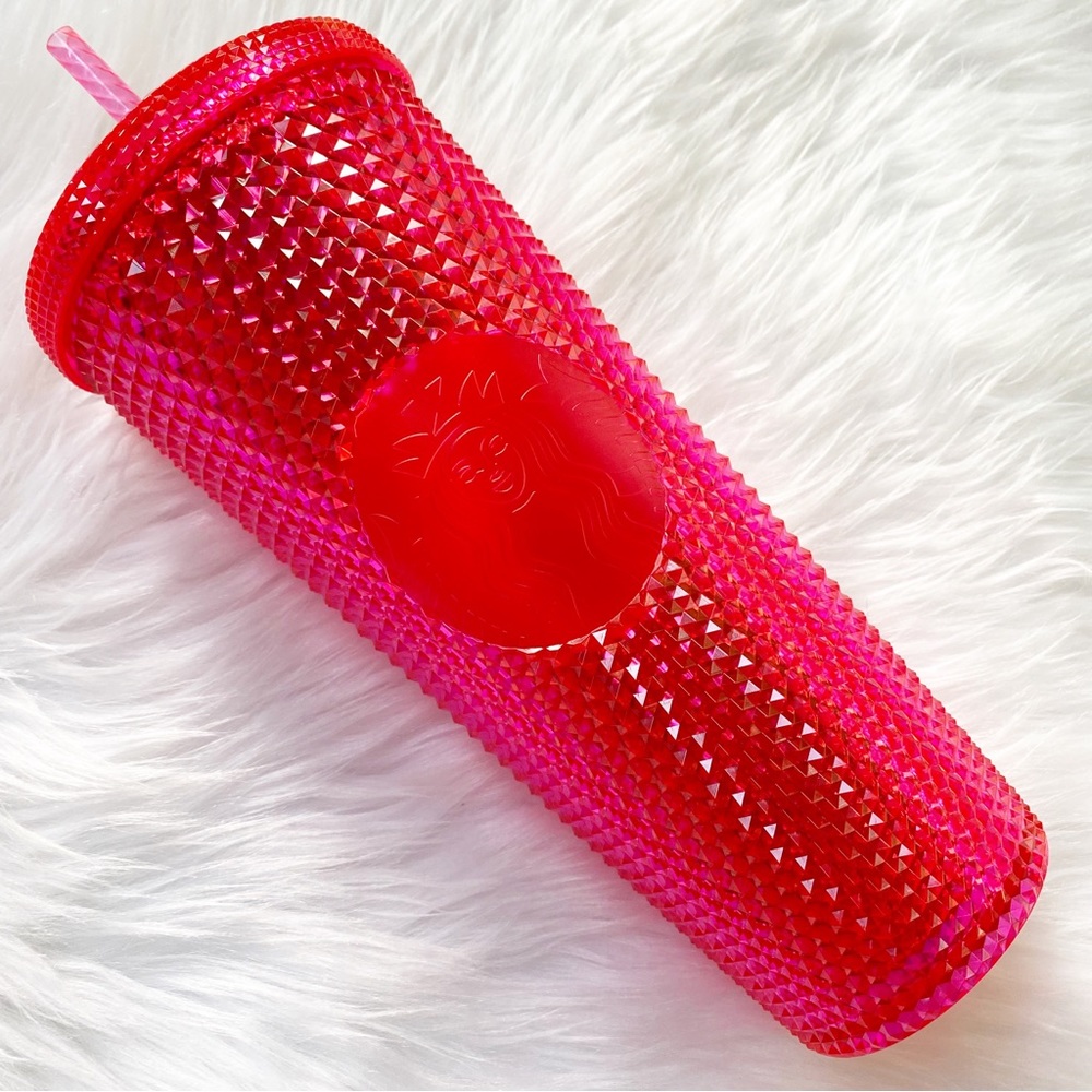 NWT Starbucks Venti 2019 Neon Hot Pink Bling Studded